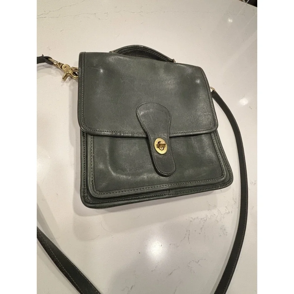 Vintage Coach Station Bag Emerald Green 9x9.5